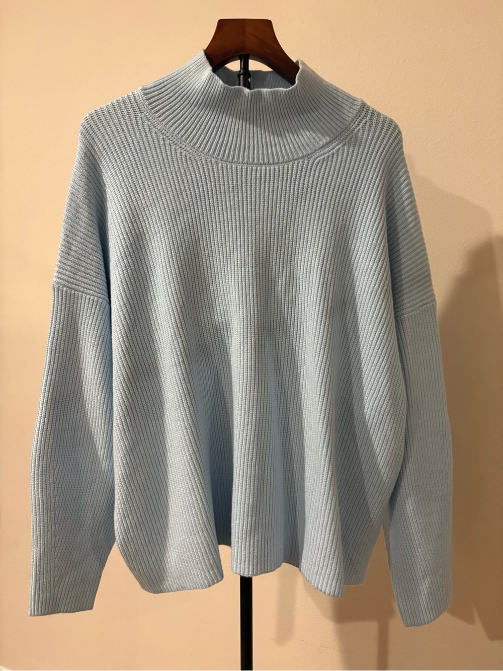 a new day women Pale Blue Ribbed Mock Neck Sweater 2X